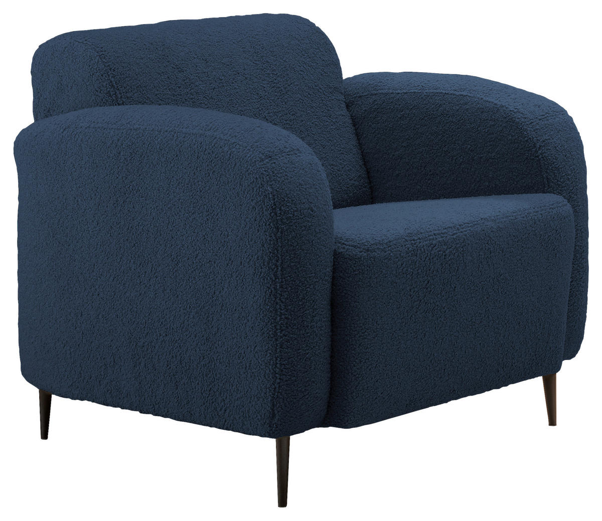 SESSEL in Teddystoff Blau  - Blau/Schwarz, Modern, Textil/Metall (85/76/90cm) - Livetastic