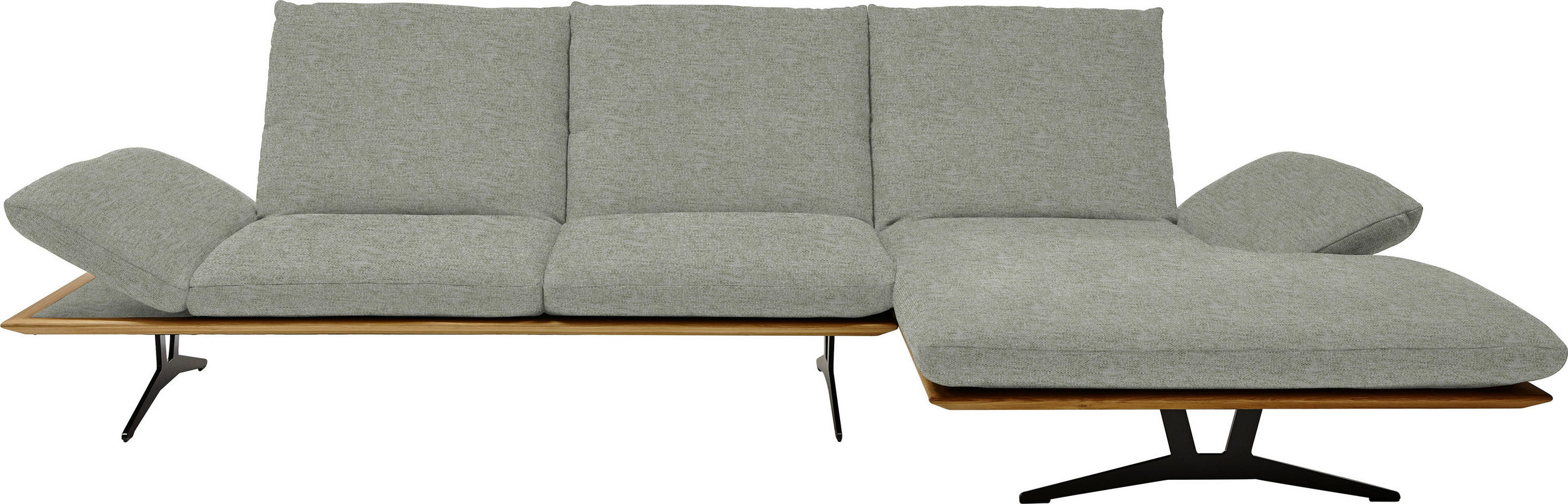 ECKSOFA in Flachgewebe Greige  - Greige/Schwarz, Design, Holz/Textil (314/159cm) - Dieter Knoll
