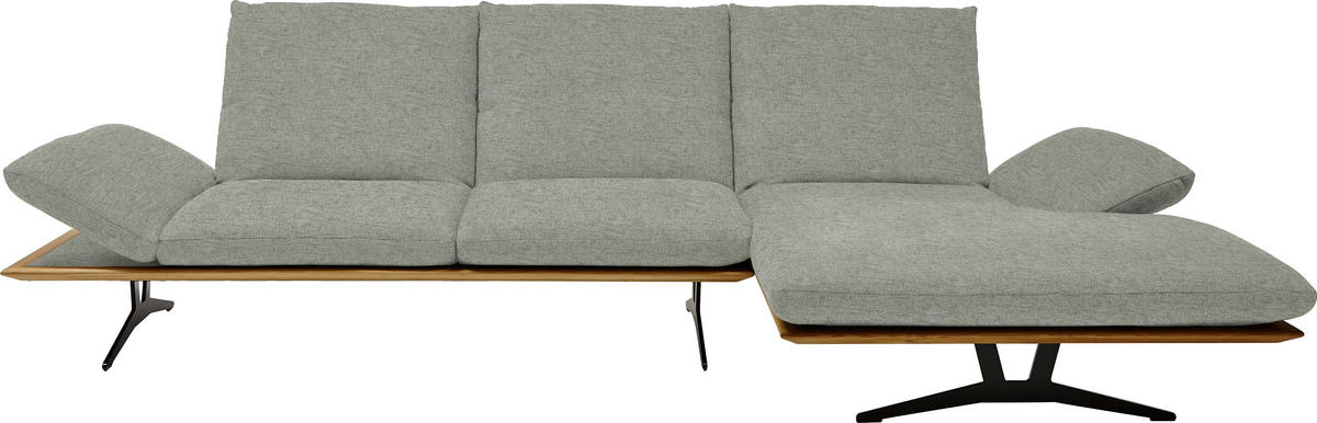 ECKSOFA in Flachgewebe Greige  - Greige/Schwarz, Design, Holz/Textil (314/159cm) - Dieter Knoll