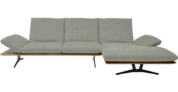 ECKSOFA in Flachgewebe Greige 314/159 cm - Greige/Schwarz, Design, Holz/Textil (314/159cm) - Dieter Knoll