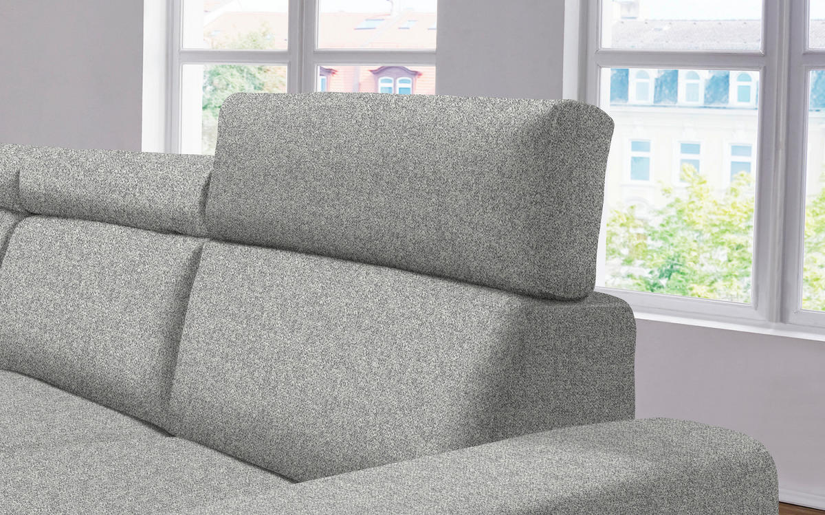 ECKSOFA  in Mikrovelours Naturfarben  205/308 cm  - Alufarben/Naturfarben, Design, Textil/Metall (205/308cm) - Sedda