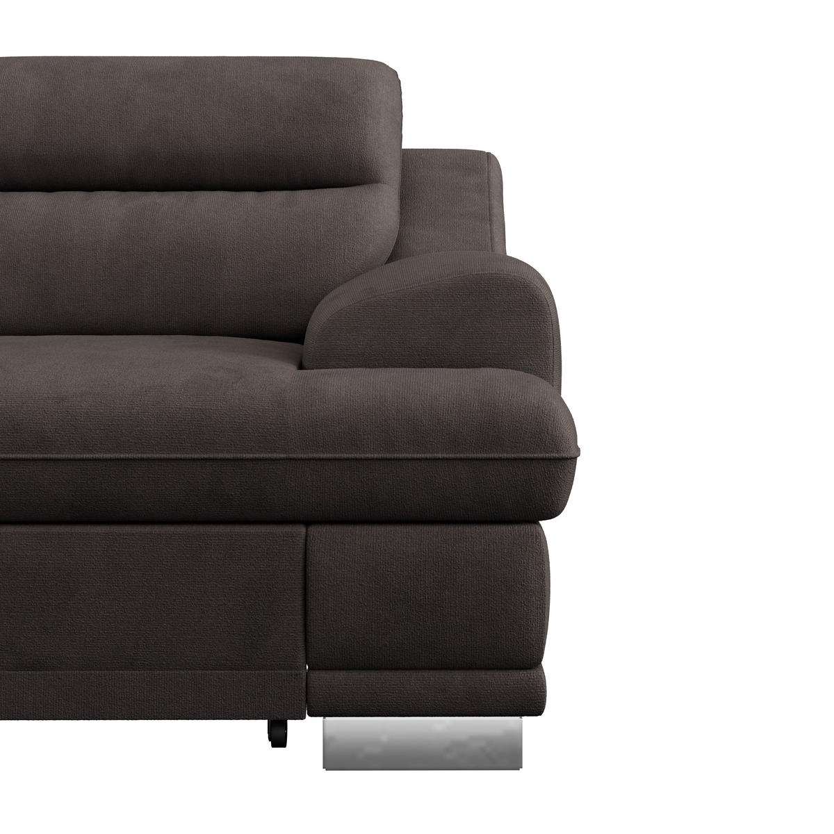 WOHNLANDSCHAFT in Velours Braun  - Chromfarben/Braun, KONVENTIONELL, Textil/Metall (217/264cm) - MID.YOU