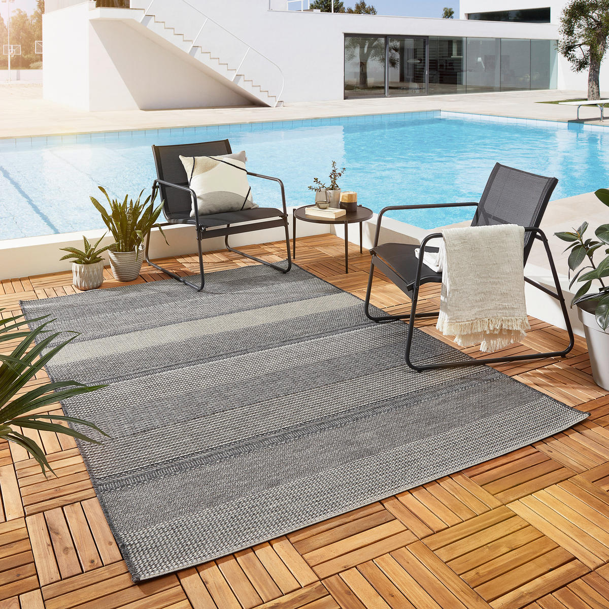 OUTDOORTEPPICH  für Terrasse und Balkon 80/150 cm Molde Anthrazit, Grau  - Anthrazit/Grau, Design, Textil (80/150cm) - Novel