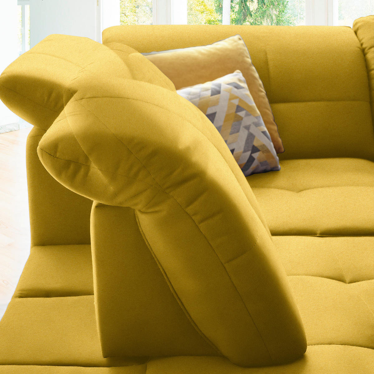 ECKSOFA in Chenille Currygelb  240/308 cm  - Currygelb/Schwarz, Design, Textil/Metall (240/308cm) - Xora