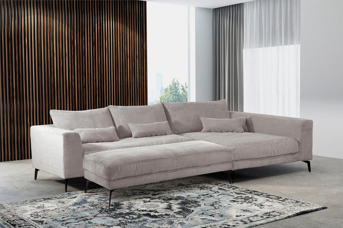 HOCKER Textil Hellgrau  - Hellgrau/Schwarz, Design, Textil/Metall (163/46/62cm) - Livetastic