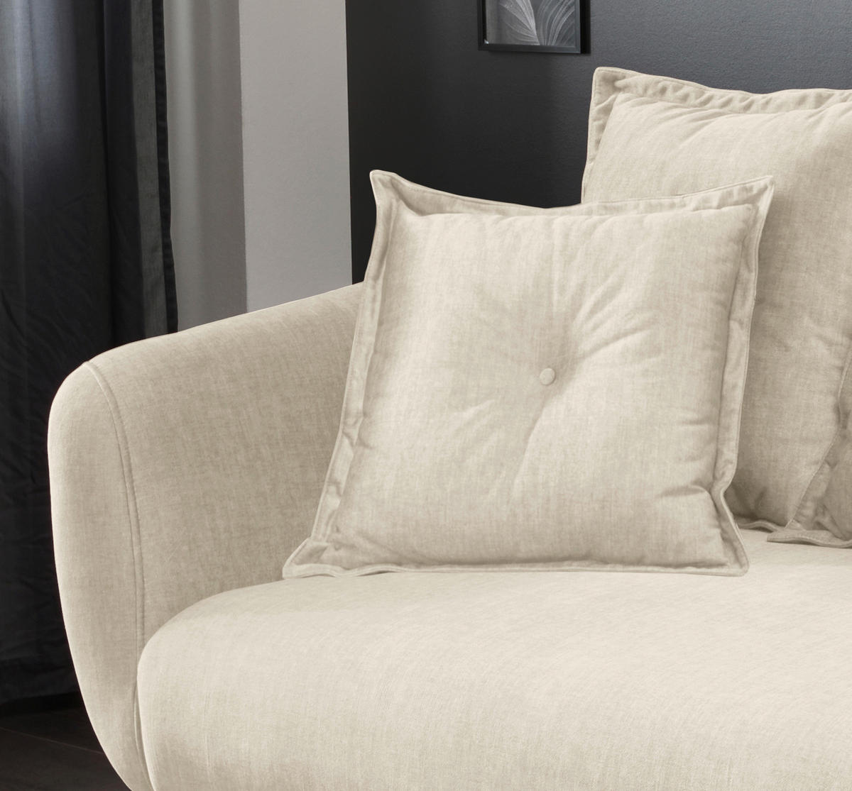 3-SITZER-SOFA in Velours Beige, Buchefarben  - Beige/Buchefarben, Modern, Holz/Textil (236/94/103cm) - Livetastic