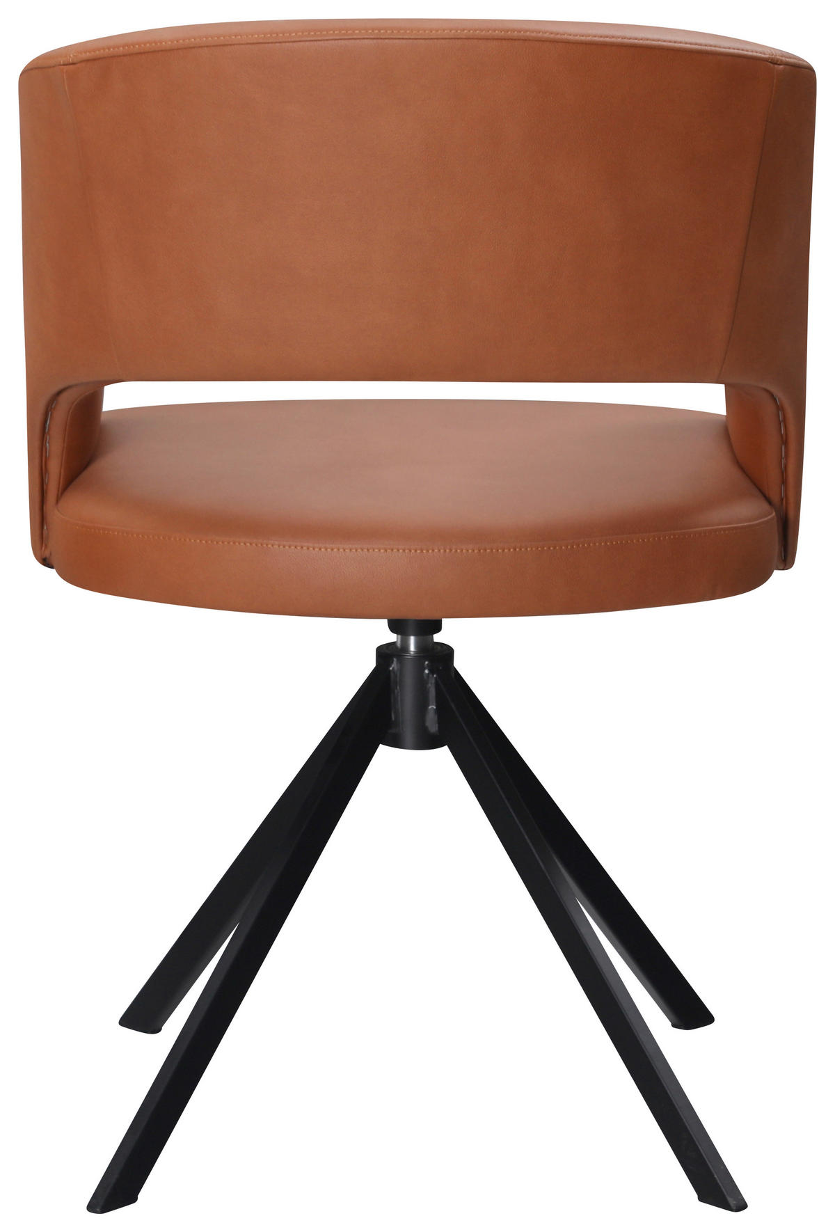 ARMLEHNSTUHL  in Stahl Lederlook (vegan)  - Cognac/Schwarz, KONVENTIONELL, Textil/Metall (56/84/59cm) - Moderano