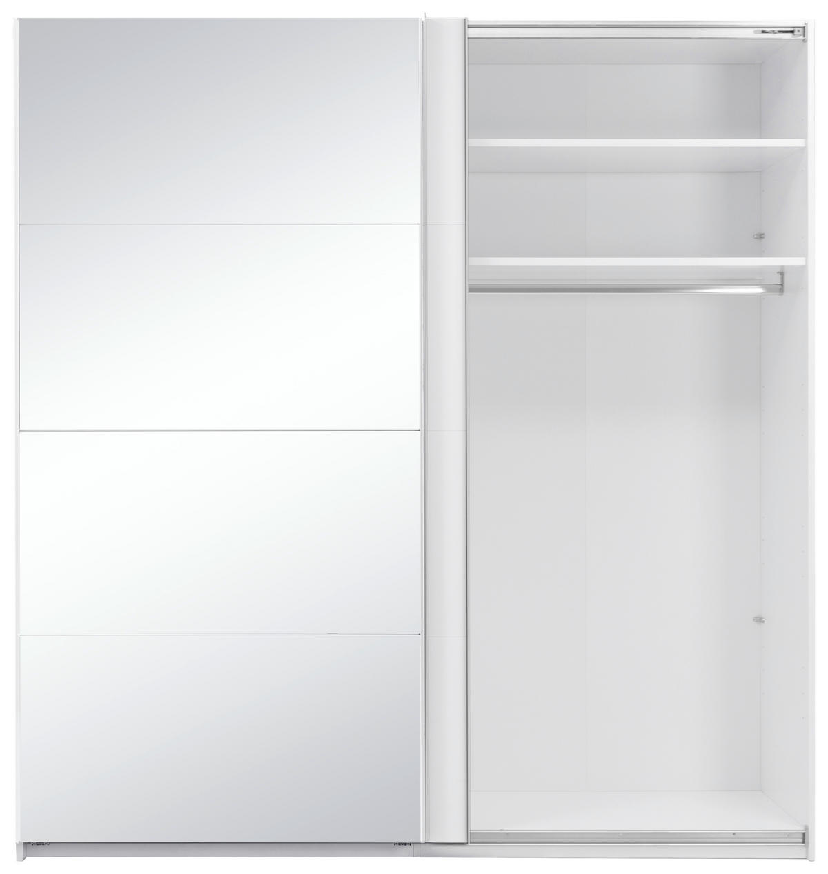 SCHIEBETÜRENSCHRANK 200/210/62 cm 2-türig Weiß  - Weiß Hochglanz/Alufarben, MODERN, Holzwerkstoff/Metall (200/210/62cm) - MID.YOU
