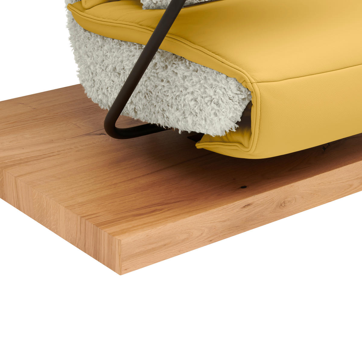 2-SITZER-SOFA  in Hochflor Echtleder Creme, Currygelb  - Currygelb/Creme, Design, Leder/Holz (240/65/104cm) - Koinor