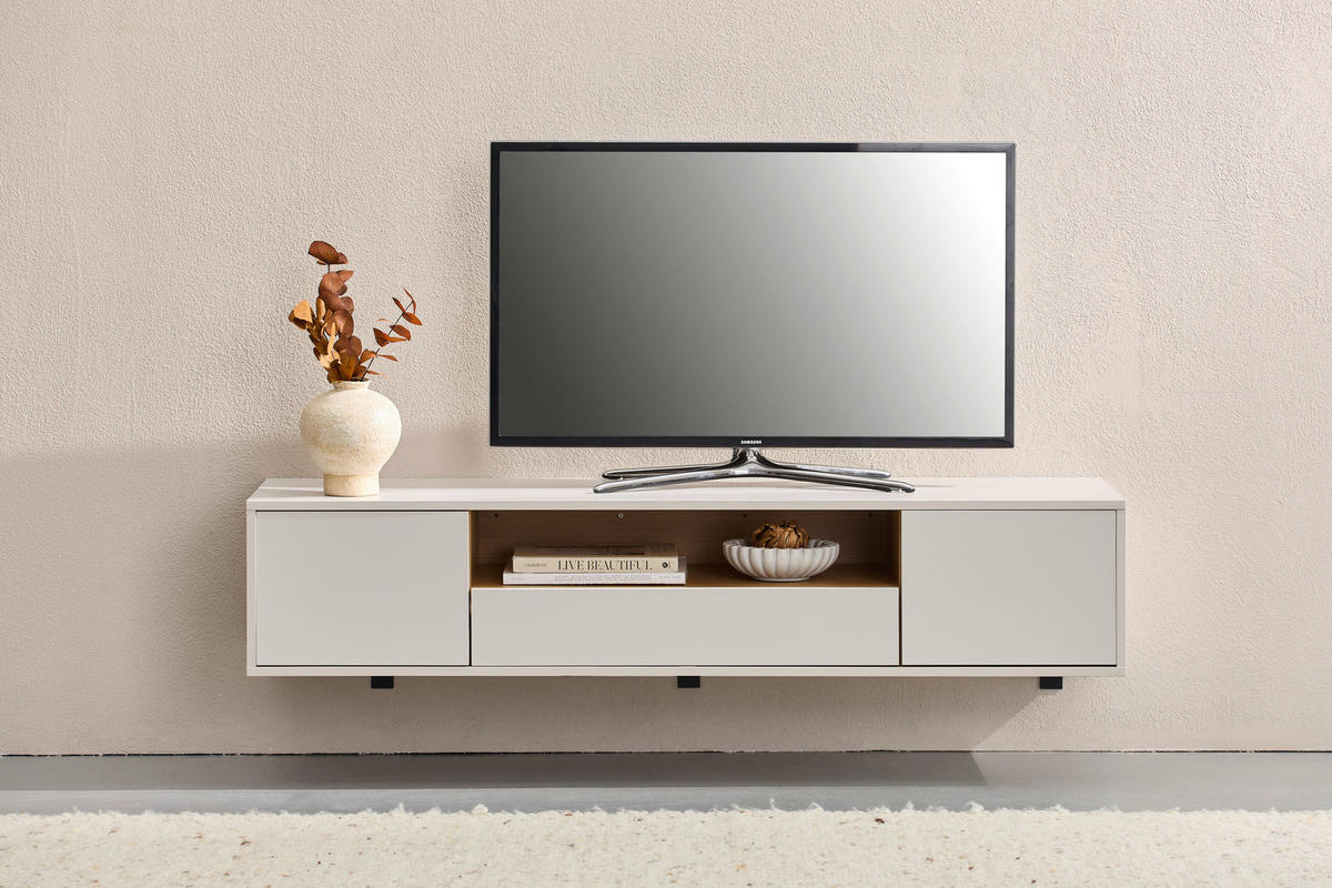 TV-SZEKRÉNY 150/30/40 cm  - világosszürke/tölgyfa színű, Design, faalapú anyag (150/30/40cm) - Xora