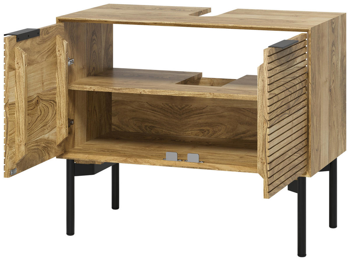 WASCHBECKENUNTERSCHRANK 80/66/42 cm  - Schwarz/Naturfarben, Natur, Holz/Metall (80/66/42cm) - Livetastic