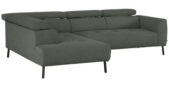 ECKSOFA in Struktur Grau 205/280 cm - Schwarz/Grau, Design, Textil/Metall (205/280cm) - Xora