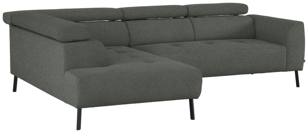 ECKSOFA in Struktur Grau  205/280 cm  - Schwarz/Grau, Design, Textil/Metall (205/280cm) - Xora
