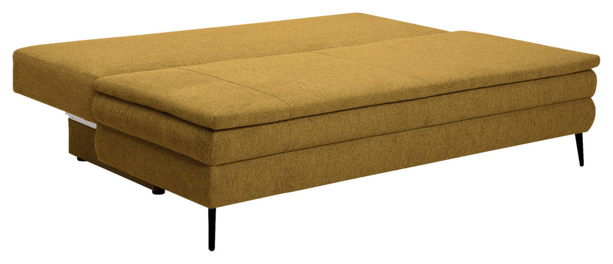 SCHLAFSOFA in Textil Dunkelgelb  - Dunkelgelb/Schwarz, Design, Kunststoff/Textil (200/90/100cm) - Venda