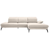 ECKSOFA in Chenille Weiss  - Weiss/Schwarz, Design, Textil/Metall (289/180cm) - Stylife