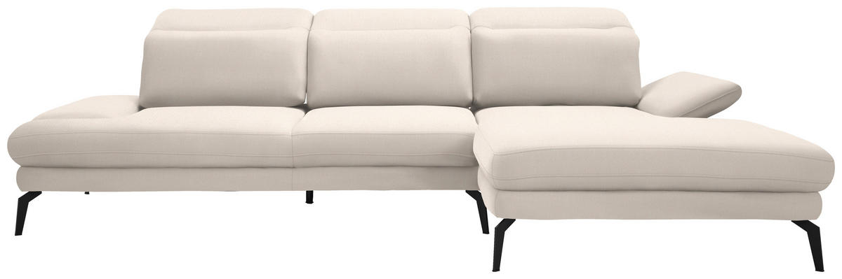ECKSOFA in Chenille Weiss  - Weiss/Schwarz, Design, Textil/Metall (289/180cm) - Stylife