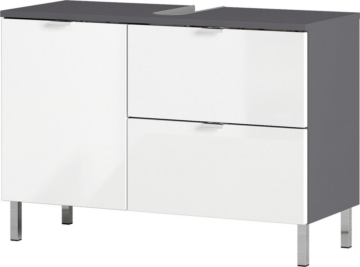 WASCHBECKENUNTERSCHRANK 80/56/34 cm  - Chromfarben/Graphitfarben, KONVENTIONELL, Holzwerkstoff/Metall (80/56/34cm) - Germania