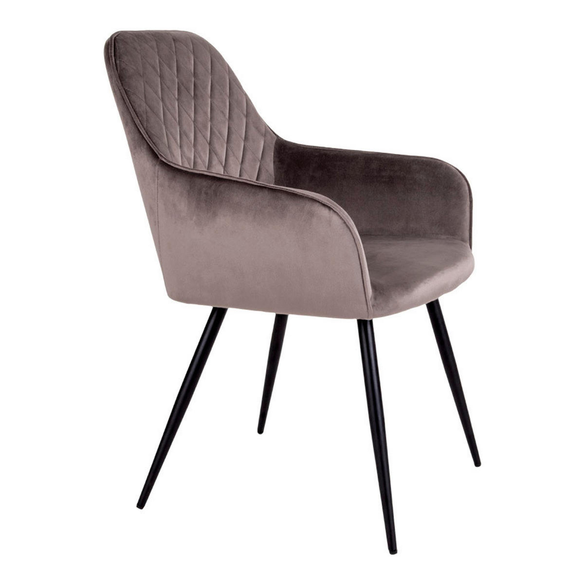 STOL MED ARMSTÖD SET 2 styck sammet  - gråbrun/svart, Modern, metall/textil (57/87/65cm) - MID.YOU