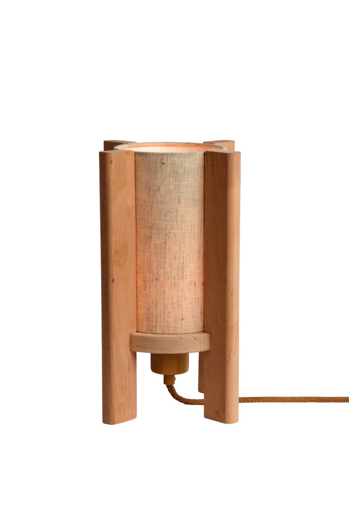 TISCHLEUCHTE 17.5/17.5/30 cm  - Beigebraun/Erlefarben, Trend, Holz/Textil (17.5/17.5/30cm) - Good & Mojo