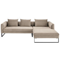 ECKSOFA Taupe Cord  - Taupe/Schwarz, KONVENTIONELL, Textil/Metall (284/178cm) - Hom`in
