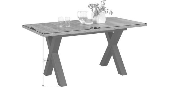 ESSTISCH in Holzwerkstoff 160(210)/90/75 cm - Eichefarben/Schwarz, KONVENTIONELL, Holzwerkstoff (160(210)/90/75cm) - Hom`in
