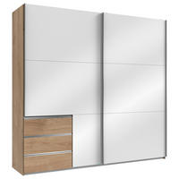 SCHWEBETÜRENSCHRANK 250/236/65 cm 2-türig Weiß, Eichefarben  - Chromfarben/Eichefarben, MODERN, Holzwerkstoff (250/236/65cm) - MID.YOU