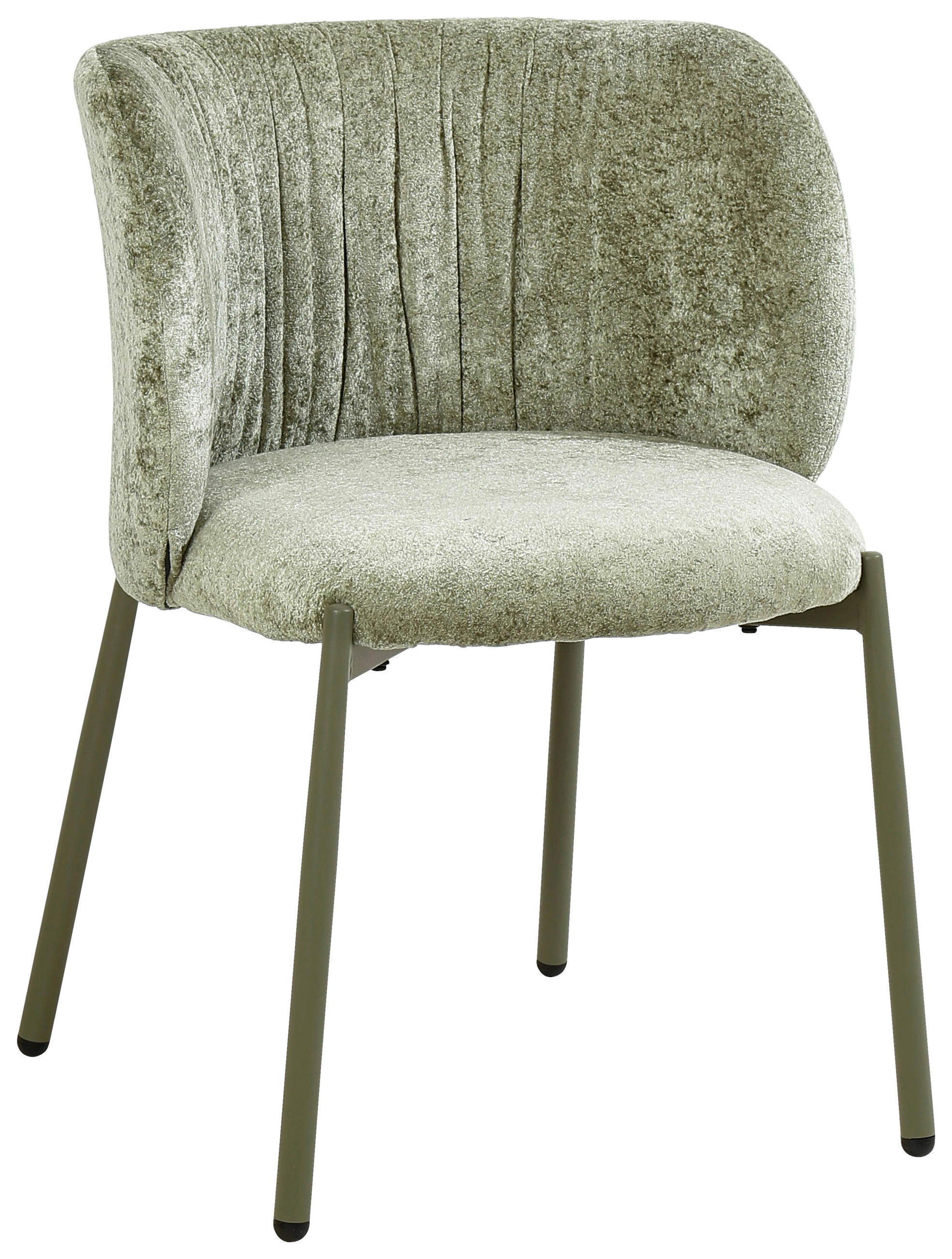 STUHL Chenille Grün  - Grün, Design, Textil/Metall (56,5/77/57cm) - Stylife