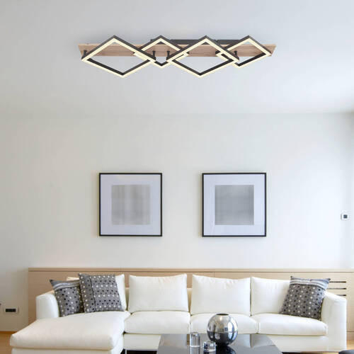 LED-DECKENLEUCHTE 82/31/8,5 cm   - Dunkelbraun/Opal, Natur, Holzwerkstoff/Kunststoff (82/31/8,5cm) - Globo