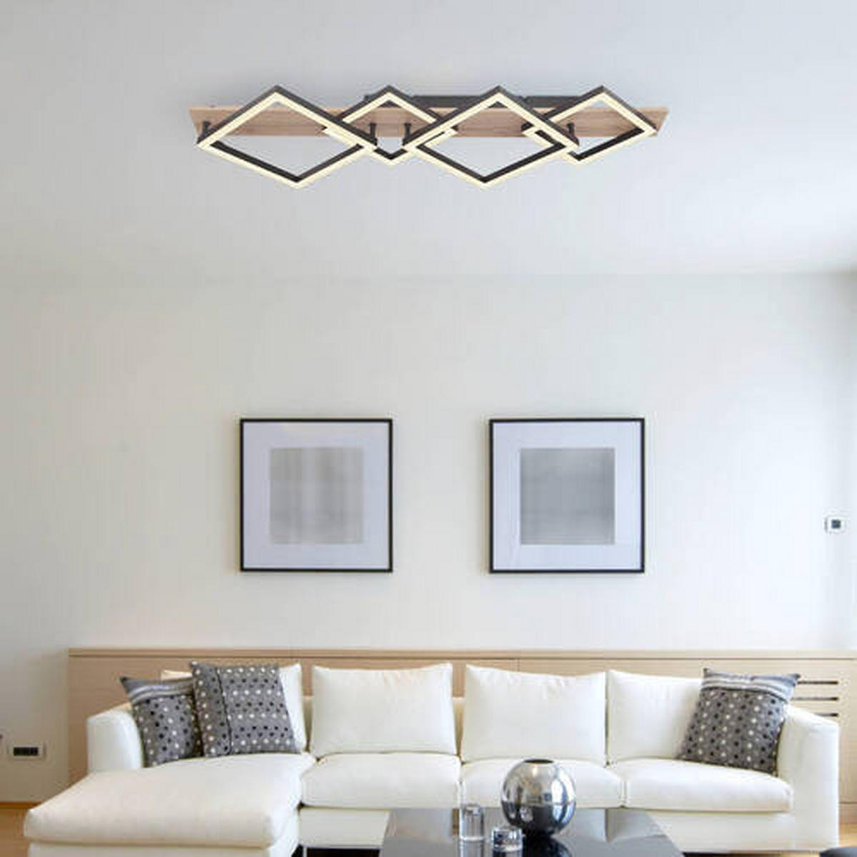 LED-DECKENLEUCHTE 30 W    82/31/8,5 cm  - Dunkelbraun/Opal, Natur, Holzwerkstoff/Kunststoff (82/31/8,5cm) - Globo
