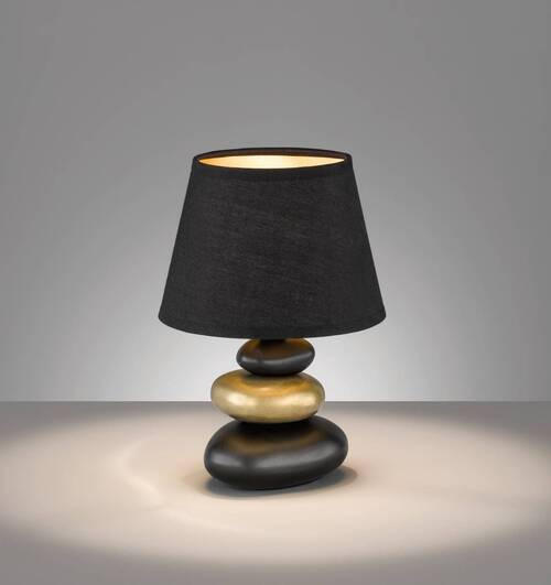 STOLNÍ LAMPA, E14, 17/24 cm  - černá/barvy zlata, Basics, textil/keramika (17/24cm)
