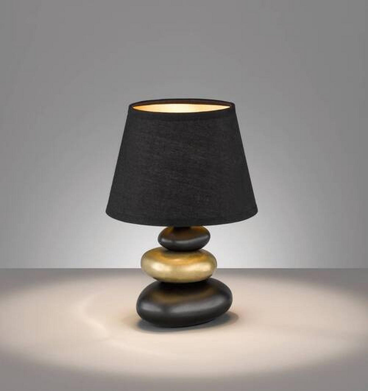 STOLNÍ LAMPA, E14, 17/24 cm  - černá/barvy zlata, Basics, textil/keramika (17/24cm)