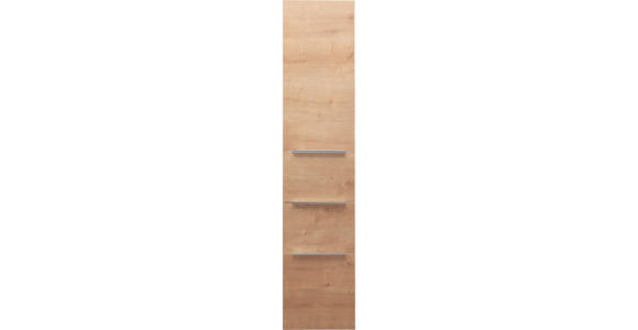 HOCHSCHRANK 35/162,5/37 cm - Eichefarben/Alufarben, KONVENTIONELL, Glas/Holzwerkstoff (35/162,5/37cm) - Novel