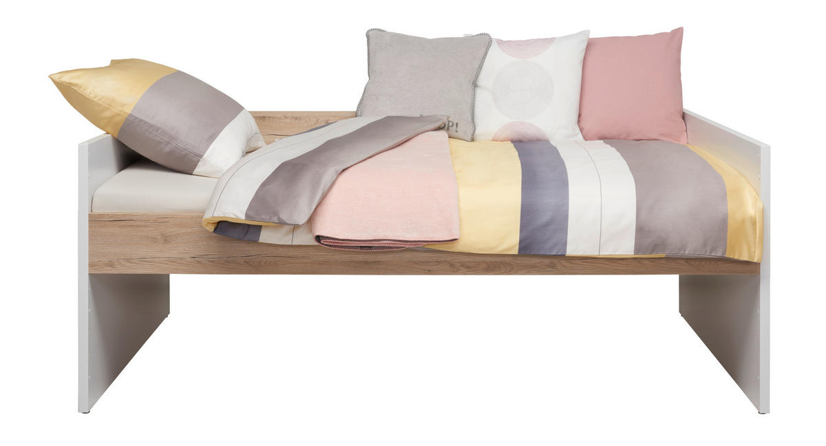 BETT 120/200 cm,  in Weiß, Eichefarben,  - Eichefarben/Weiß, Design (120/200cm) - Paidi