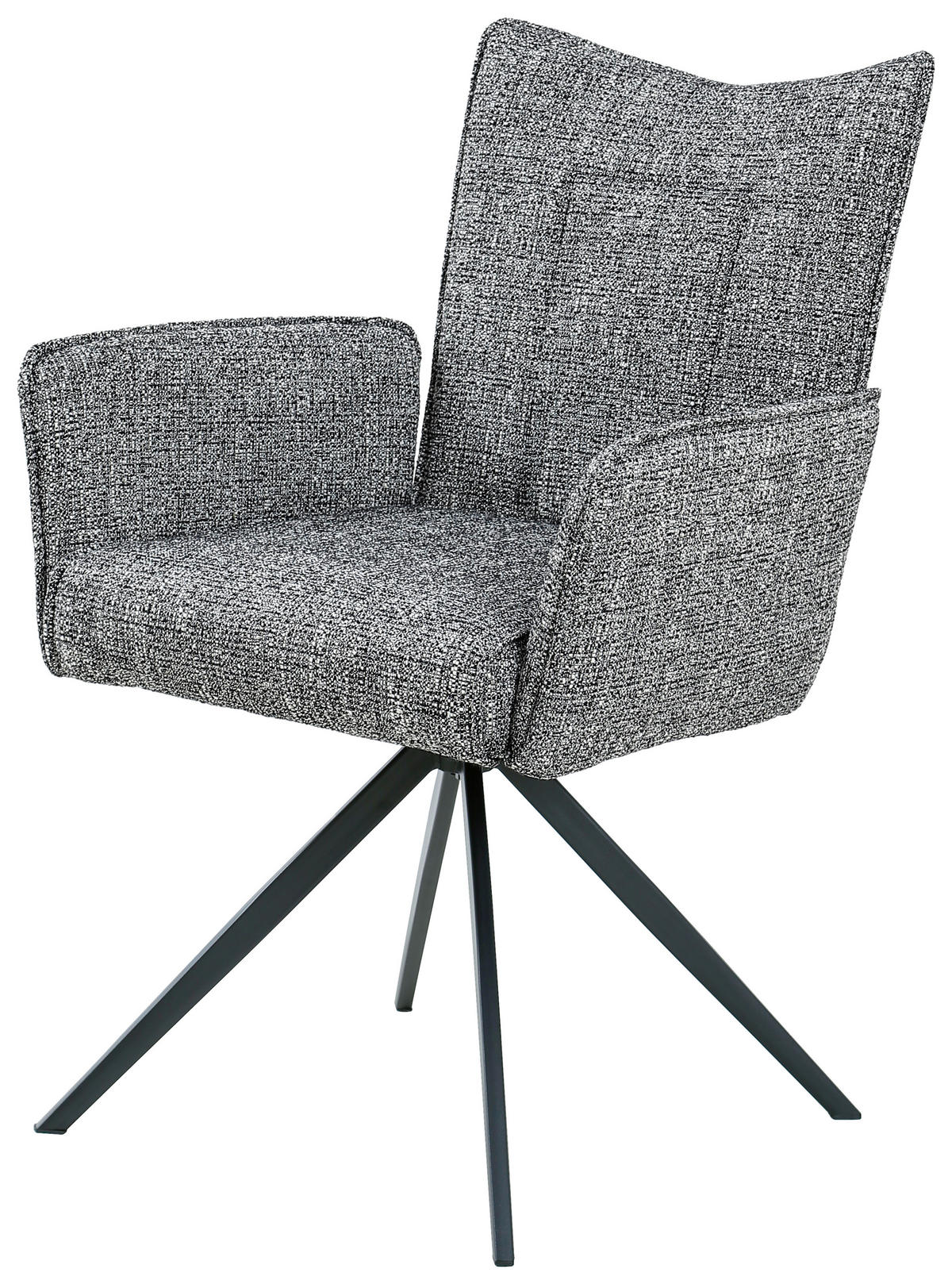 ARMLEHNSTUHL Eisen Webstoff  - Dunkelgrau/Schwarz, Design, Textil/Metall (60/89/66cm) - Carryhome