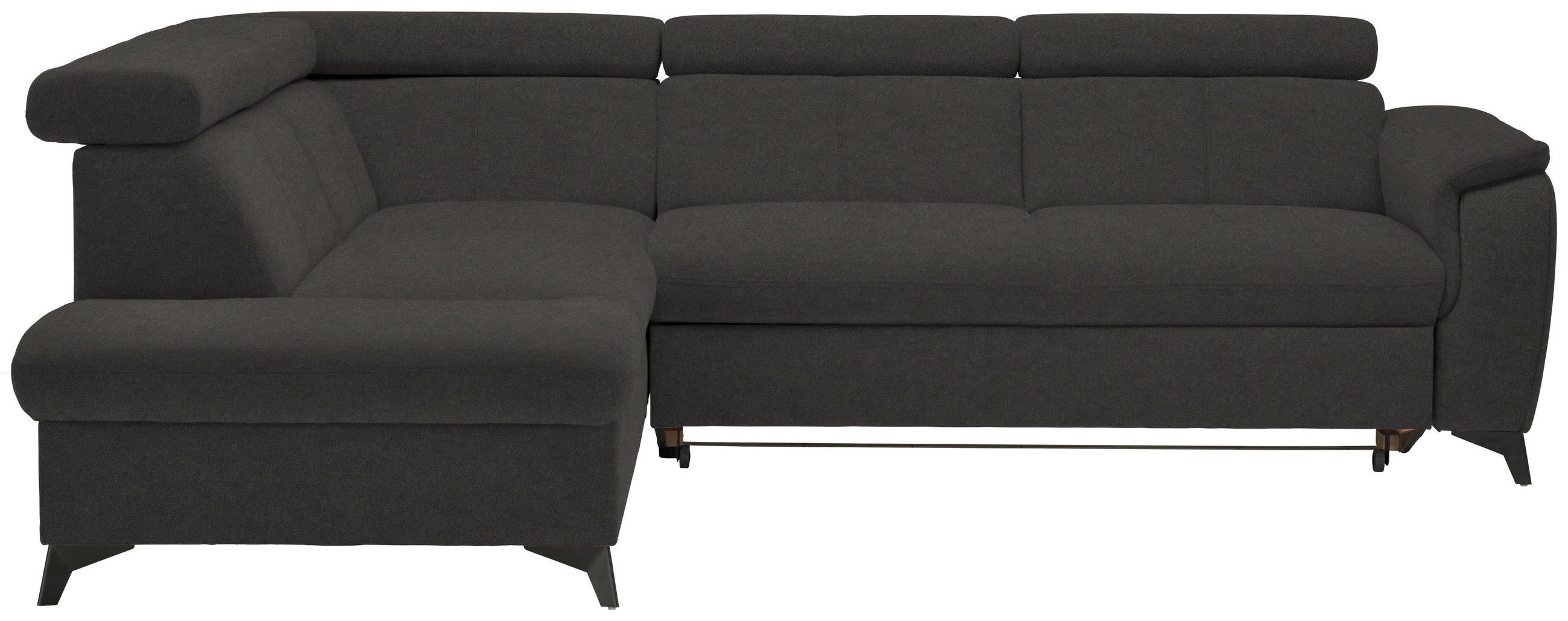 ECKSOFA in Mikrofaser Dunkelgrau  - Dunkelgrau/Schwarz, Design, Textil/Metall (203/260cm) - Stylife
