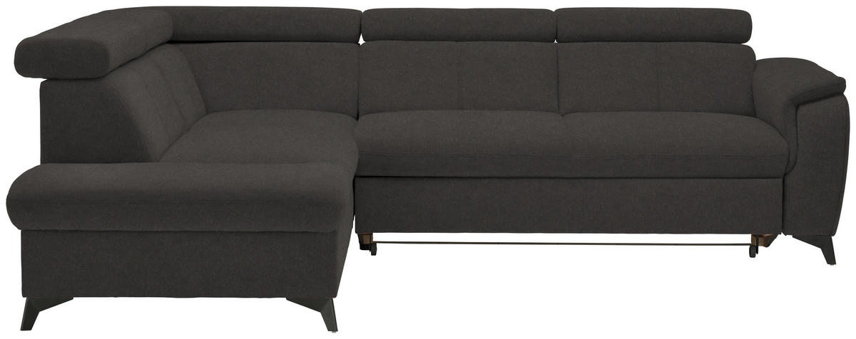 ECKSOFA in Mikrofaser Dunkelgrau  - Dunkelgrau/Schwarz, Design, Textil/Metall (203/260cm) - Stylife