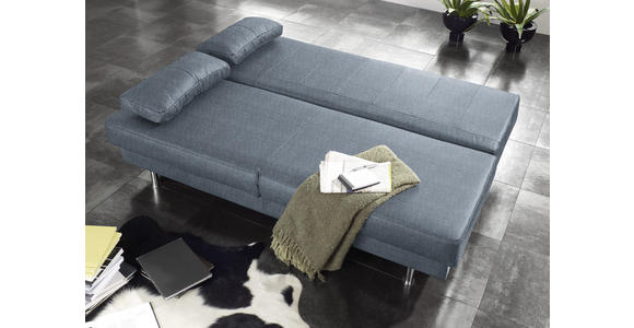 SCHLAFSOFA Blau, Grau  - Wengefarben/Blau, Design, Holz/Textil (203/94/100cm) - Novel