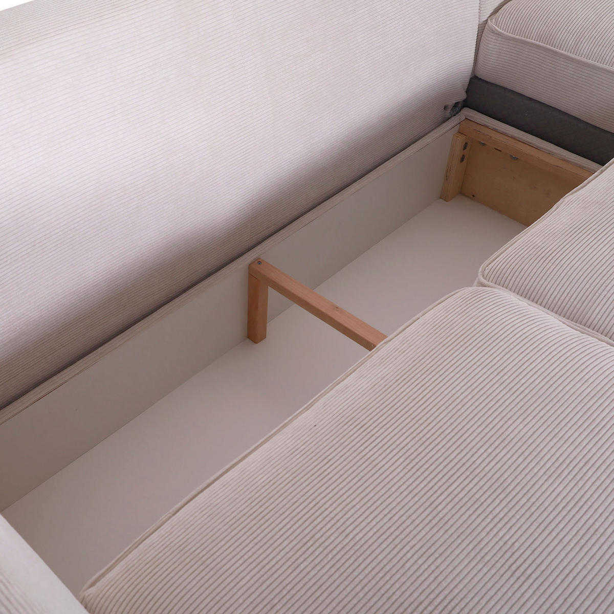 ECKSOFA in Flachgewebe Weiss  - Weiss/Beige, Design, Holz/Textil (271/165cm) - MID.YOU