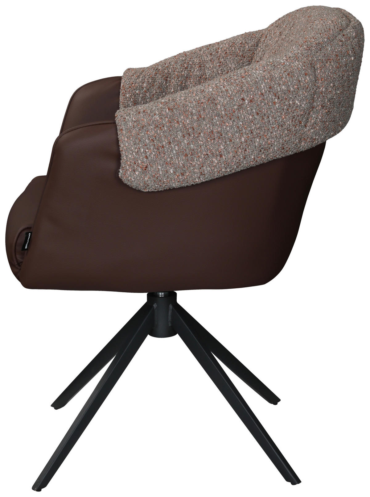 ARMLEHNSTUHL  Sitzfläche 360° drehbar, automatische Rückholfunktion Lederlook, Leinenoptik  Braun, Schwarz  - Schwarz/Braun, Design, Textil/Metall (68,5/83/65,5cm) - Carryhome