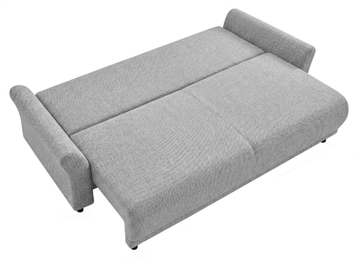 SCHLAFSOFA Flachgewebe, Struktur Hellgrau  inkl. Zierkissen, Rückenkissen, Bettkasten, Schlaffunktion, Rücken echt  - Hellgrau/Schwarz, Design, Textil (244/88/100cm) - P & B