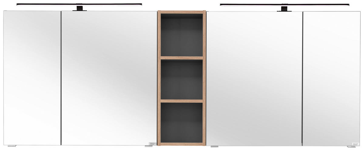 SPIEGELSCHRANK 185/70,3/17,3 cm  - Chromfarben/Eichefarben, KONVENTIONELL, Glas/Holzwerkstoff (185/70,3/17,3cm) - Dieter Knoll