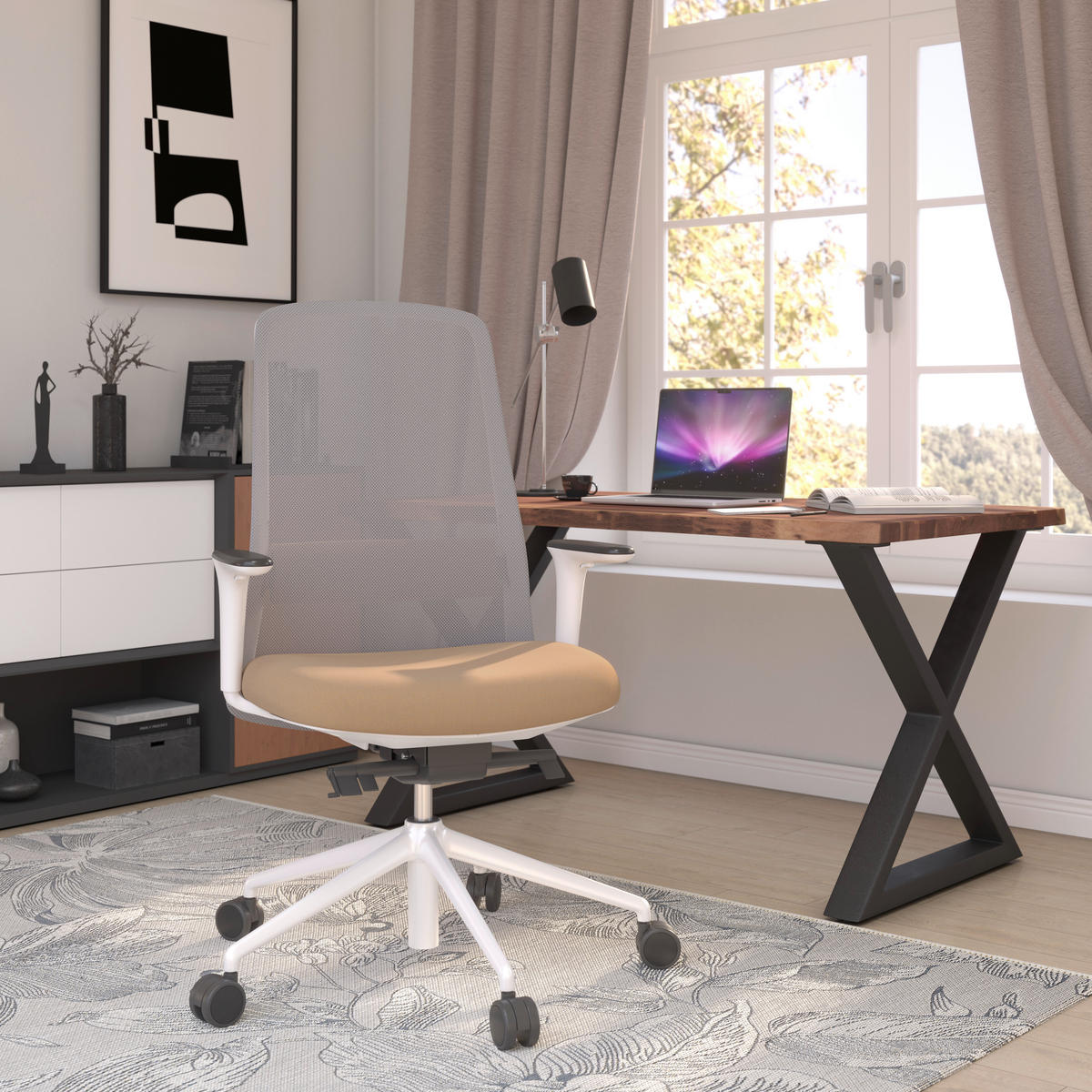 DREHSTUHL Grau, Weiß  - Weiß/Grau, MODERN, Kunststoff/Textil (70/103-115/70cm)