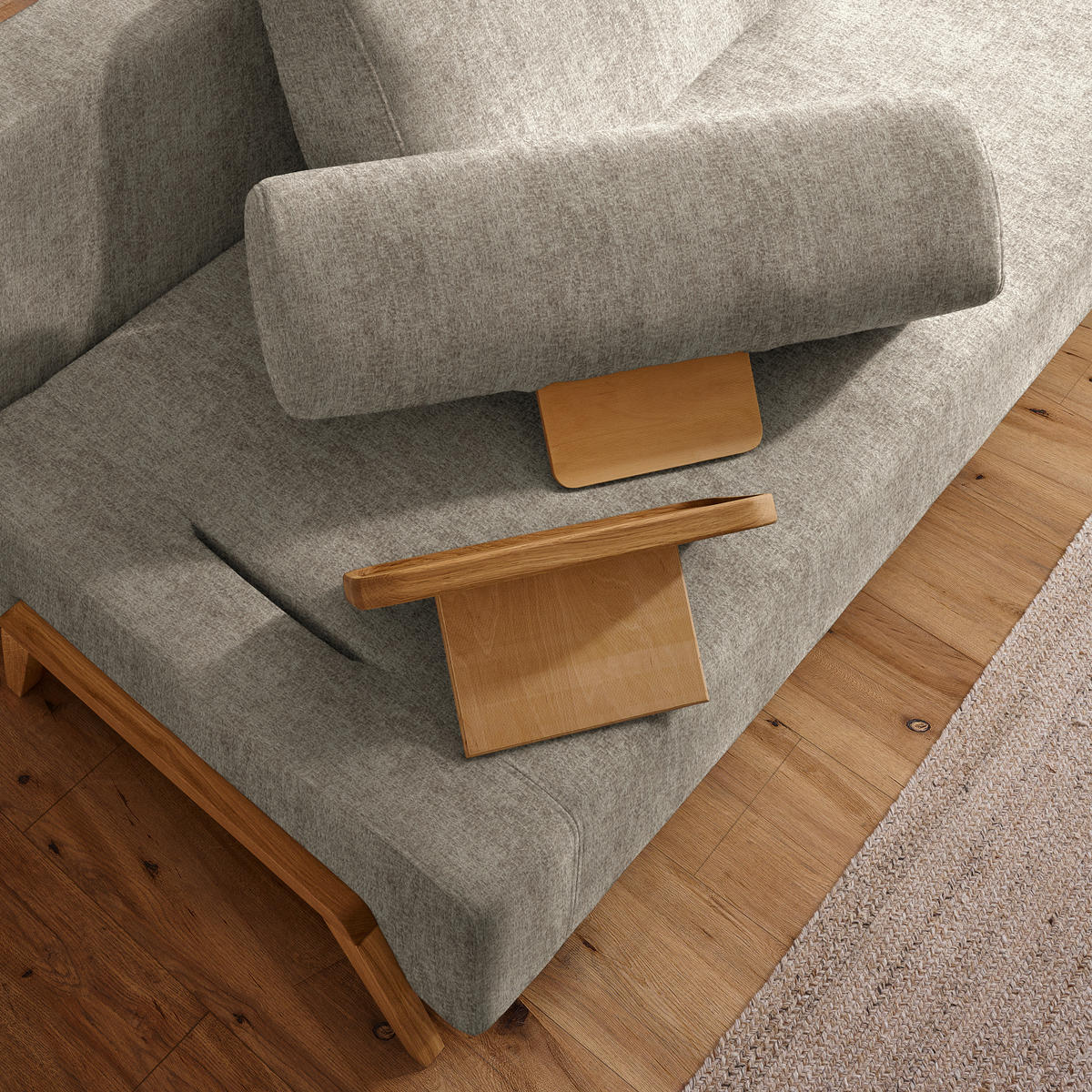 SCHLAFSOFA in Holz, Textil Greige  - Greige/Naturfarben, Design, Holz/Textil (211/88/102cm) - Niels Andersson