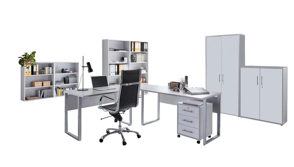 BÜRO - Weiß/Grau, MODERN, Holzwerkstoff/Metall - MID.YOU