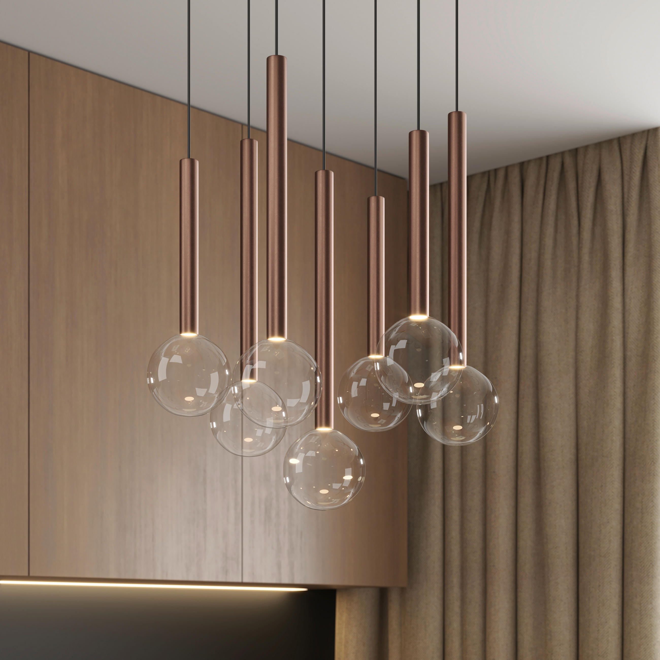 ZÁVESNÉ LED SVIETIDLO, 40/180 cm  - číra/čierna, Design, kov/sklo (40/180cm) - Dieter Knoll