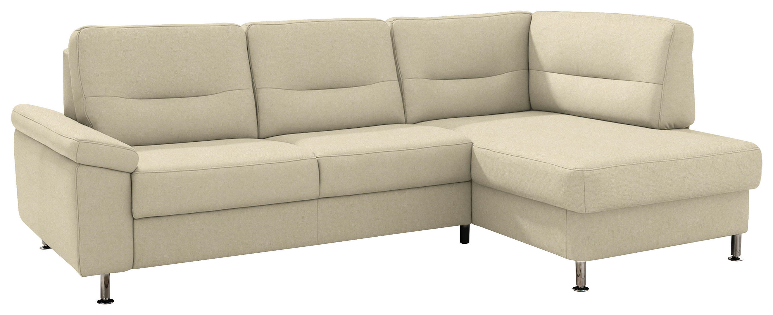 ECKSOFA Flachgewebe Naturfarben  - Alufarben/Naturfarben, Konventionell, Textil/Metall (244/160cm) - Beldomo Comfort