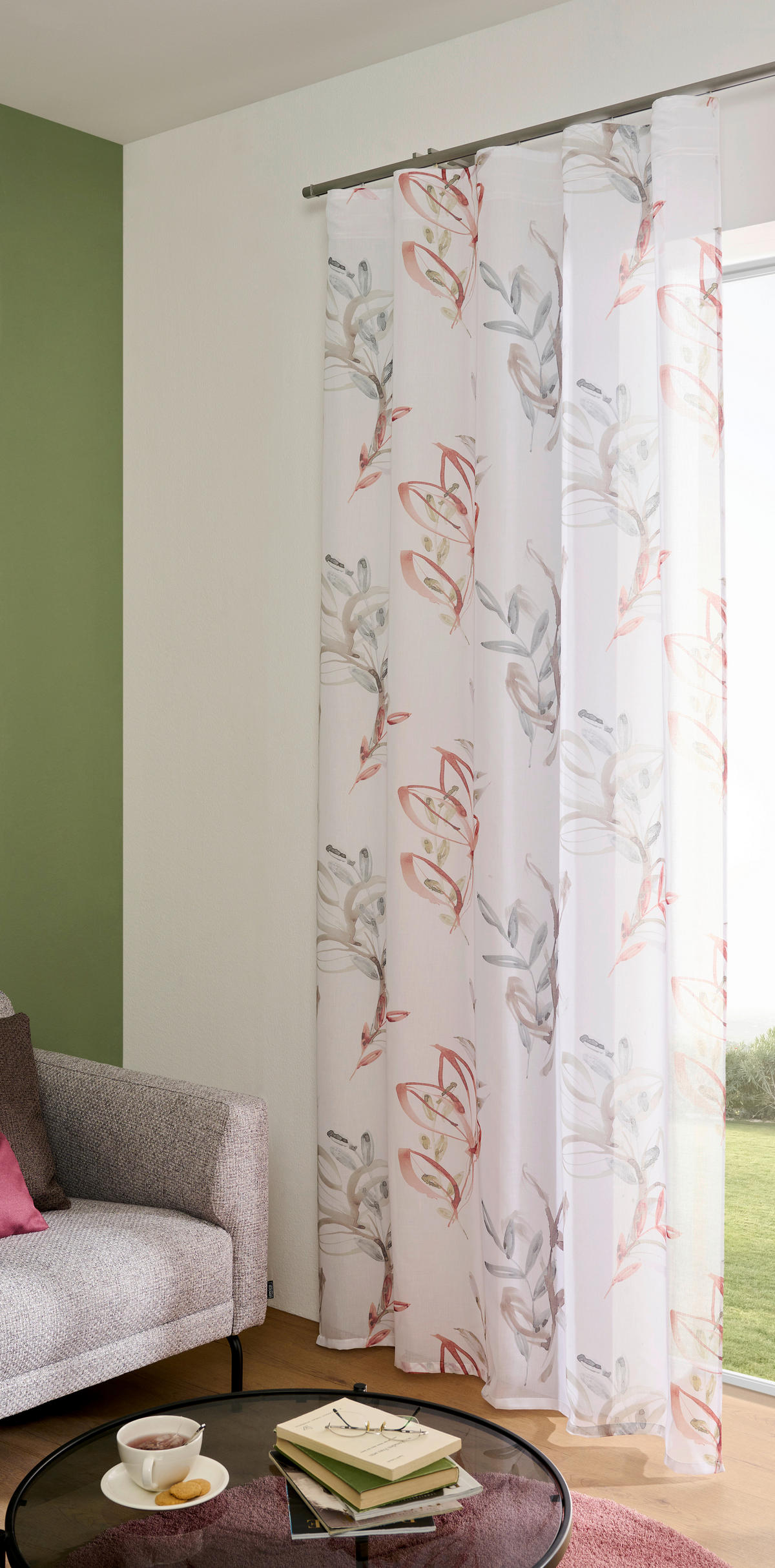 HOTOVÝ ZÁVES, polopriehľadné, 140/245 cm - terakota, Design, textil (140/245cm) - Esposa