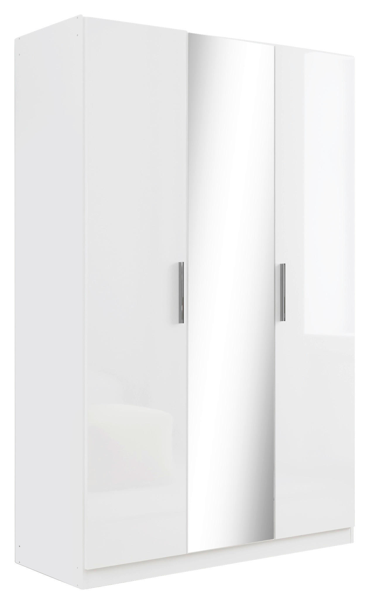 DREHTÜRENSCHRANK in Weiß, Weiß Hochglanz  - Chromfarben/Weiß Hochglanz, KONVENTIONELL, Glas/Holzwerkstoff (135/210/54cm) - home24