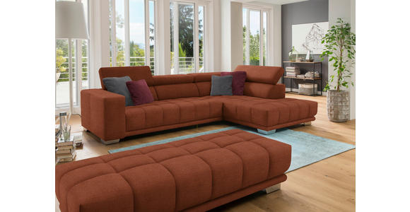 ECKSOFA in Chenille Terracotta  - Chromfarben/Terracotta, Design, Textil (301/207cm) - Xora