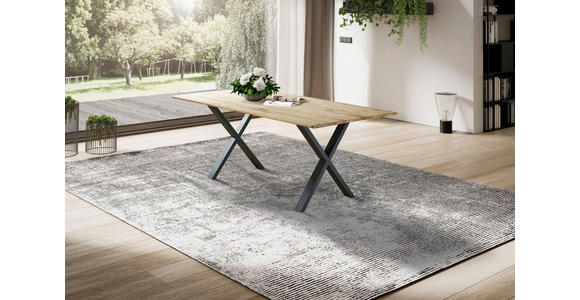 ESSTISCH Eiche massiv rechteckig Schwarz, Eichefarben  - Eichefarben/Schwarz, LIFESTYLE, Holz/Metall (180/90/75cm) - Linea Natura